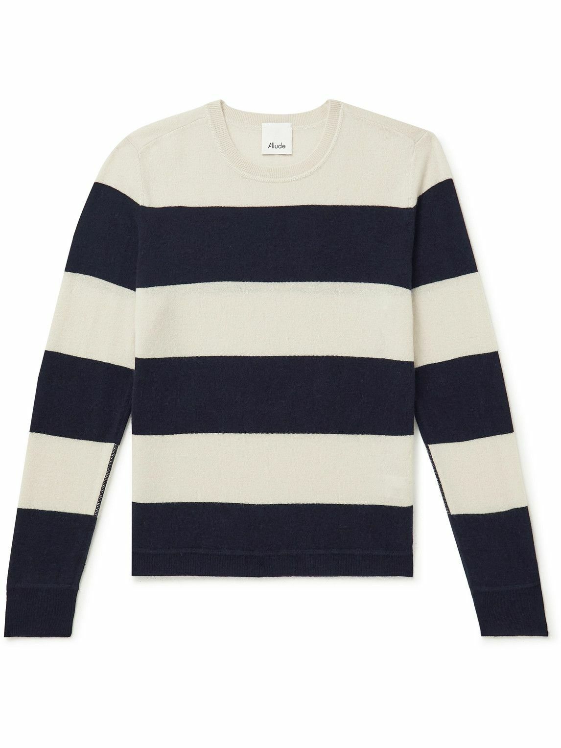 Allude - Striped Wool and Cashmere-Blend Sweater - Black