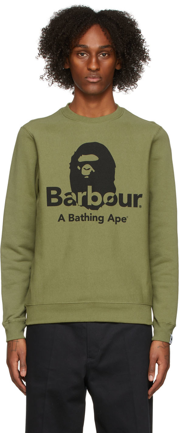Photo: BAPE Khaki Barbour Edition Sweatshirt