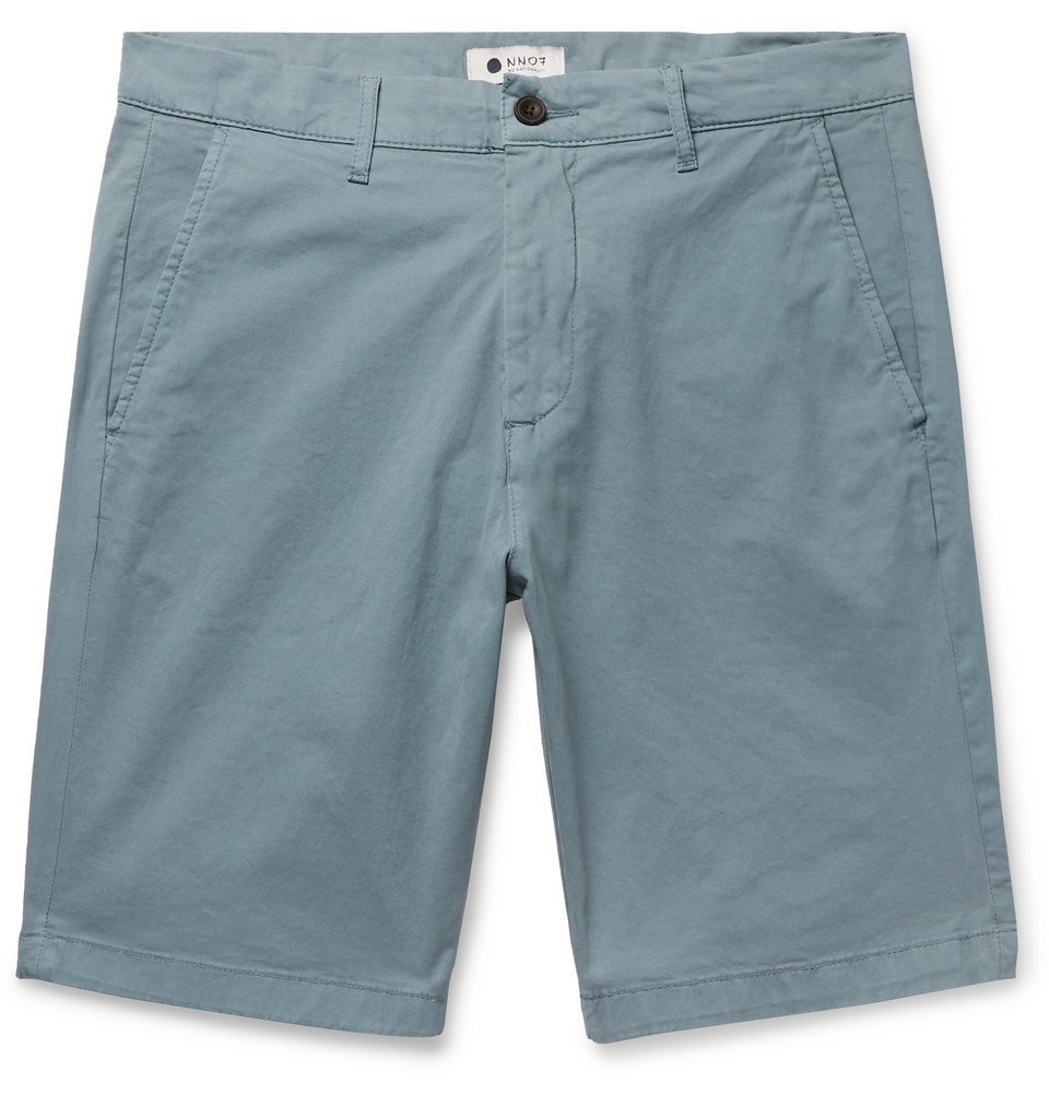 NN07 - Crown Garment-Dyed Stretch-Cotton Twill Shorts - Light blue NN07