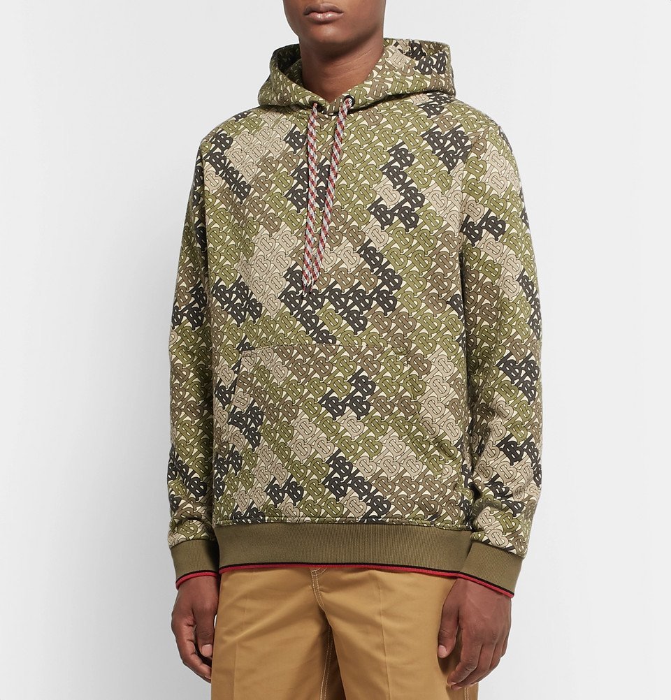 Burberry - Logo-Print Cotton-Jersey Hoodie - Army green Burberry