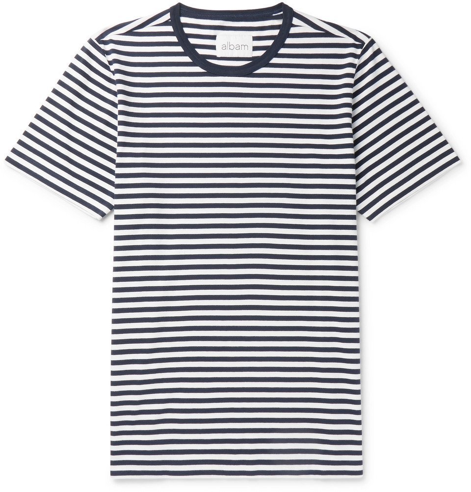 Albam - Striped Cotton-Jersey T-Shirt - Men - Navy Albam