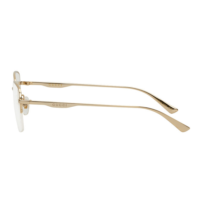 Gucci Gold Half-Rim Square Glasses Gucci