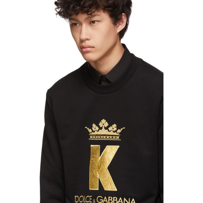 Dolce and Gabbana Black King Patch Sweatshirt Dolce & Gabbana