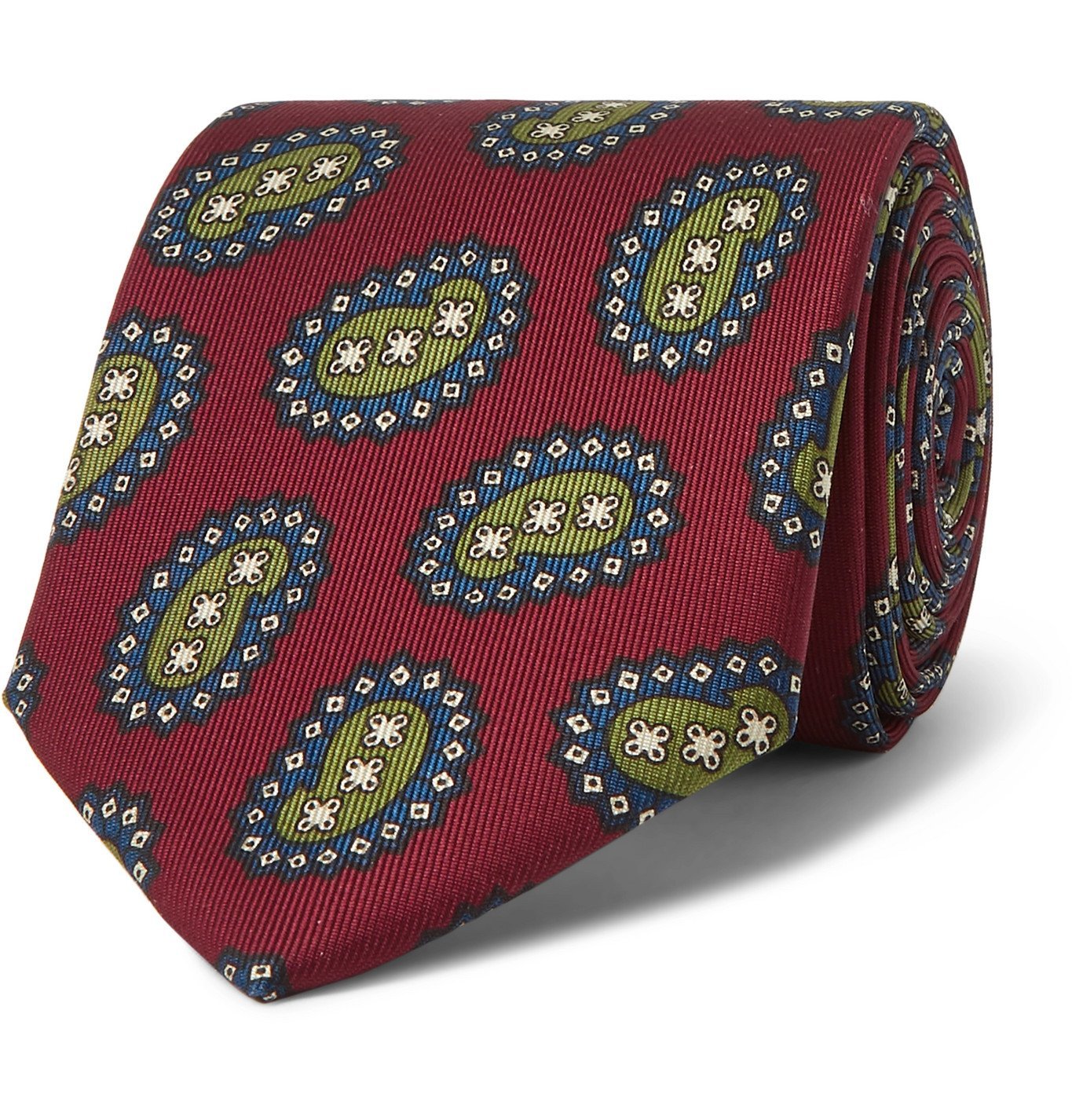 E.MARINELLA 8cm PaisleyPrint SilkTwill Tie Burgundy E.MARINELLA