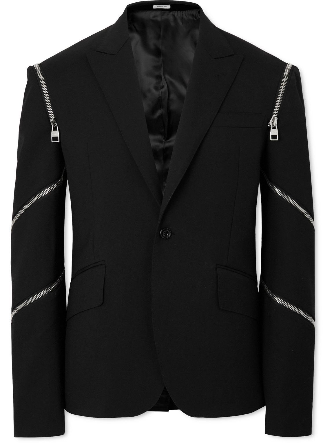 Alexander McQueen - Zip-Detailed Wool-Gabardine Blazer - Black ...