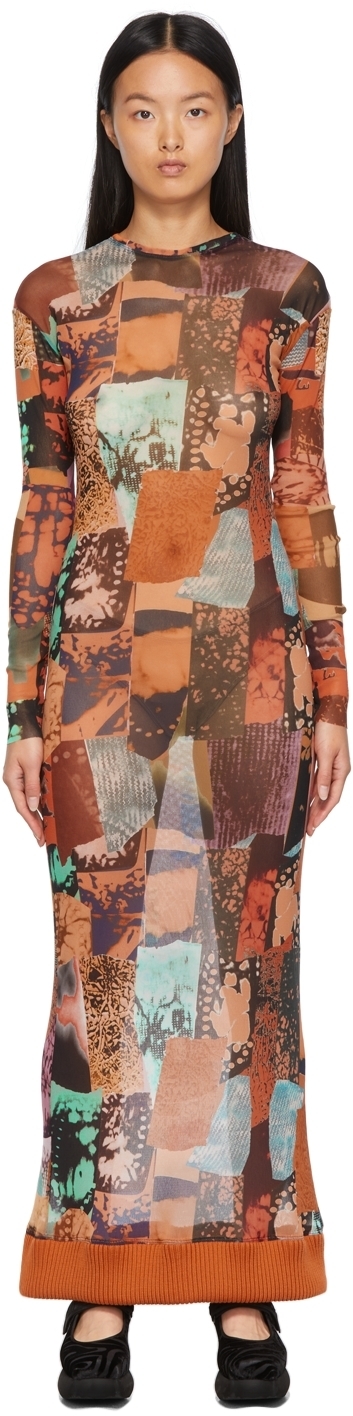 Paula Canovas Del Vas Graphic Mesh Long Dress