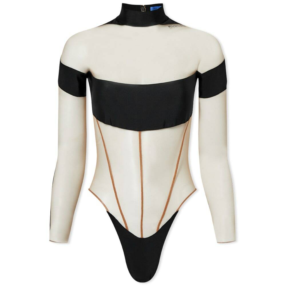 mugler illusion sheer bodysuit