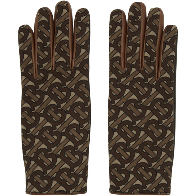 Burberry Brown Monogram Classic Gloves Burberry