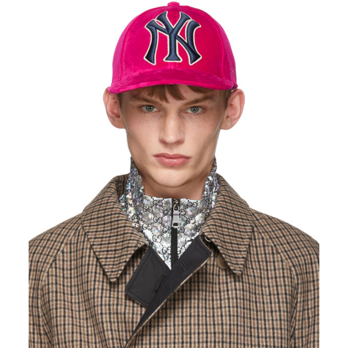 compressie Aanbevolen Intensief Gucci Pink NY Yankees Edition Velvet Cap Gucci