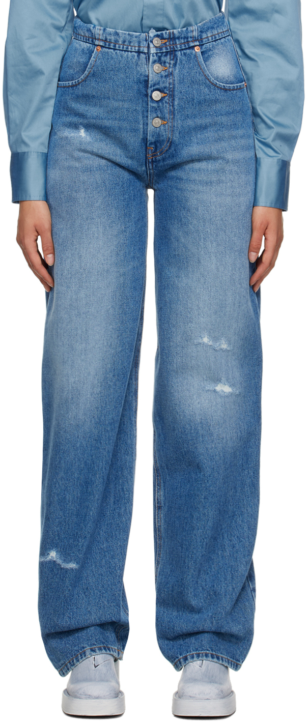 MM6 Maison Margiela Blue High-Waisted Jeans MM6 Maison Margiela