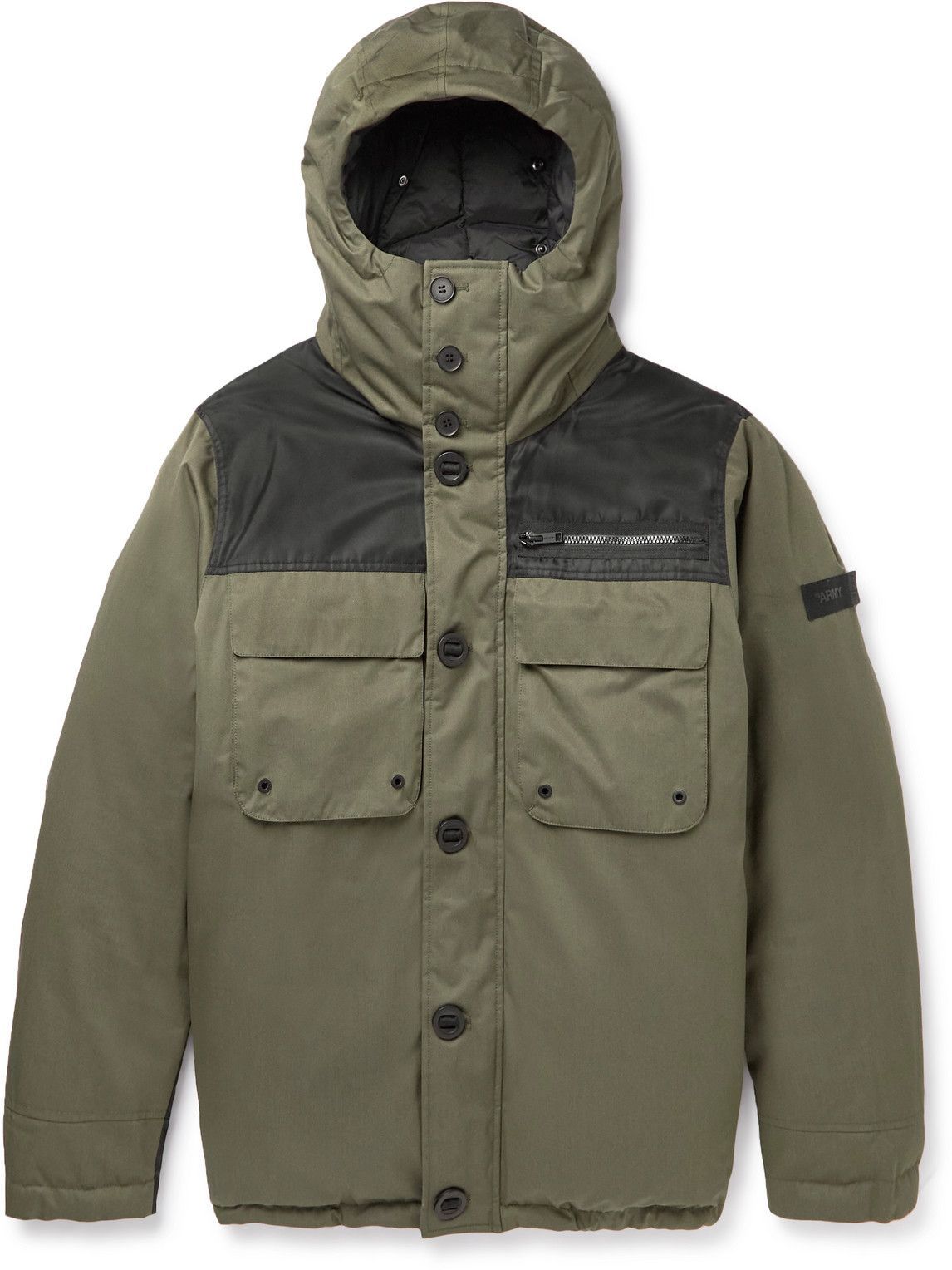 Photo: Yves Salomon - Reversible Colour-Block Cotton-Blend and Quilted Nylon Hooded Down Jacket - Green