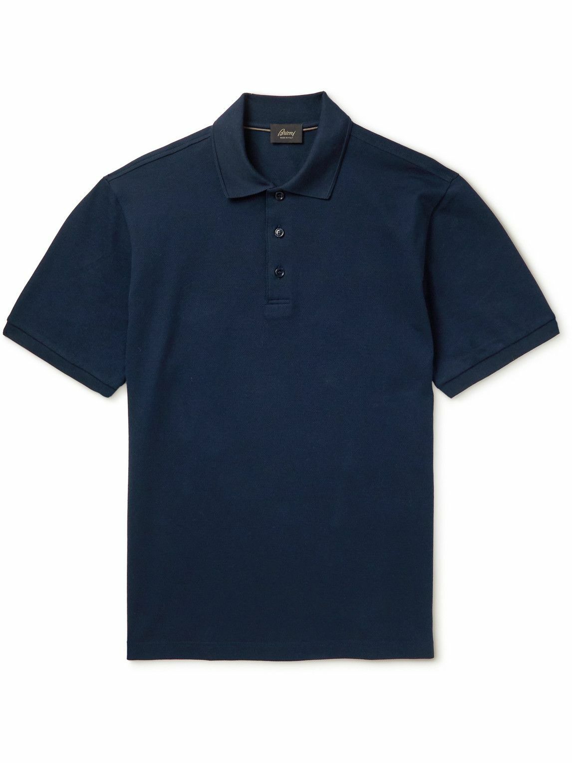 Photo: Brioni - Cotton-Piqué Polo Shirt - Blue