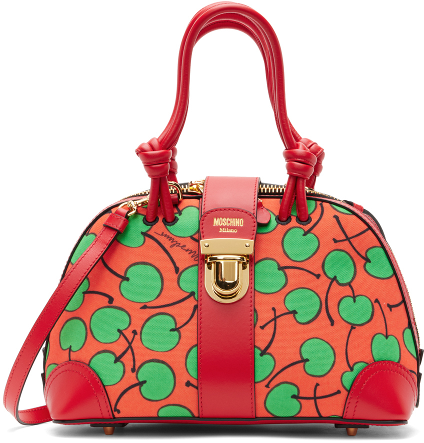 Moschino Red Cherry Print Top Handle Bag Moschino