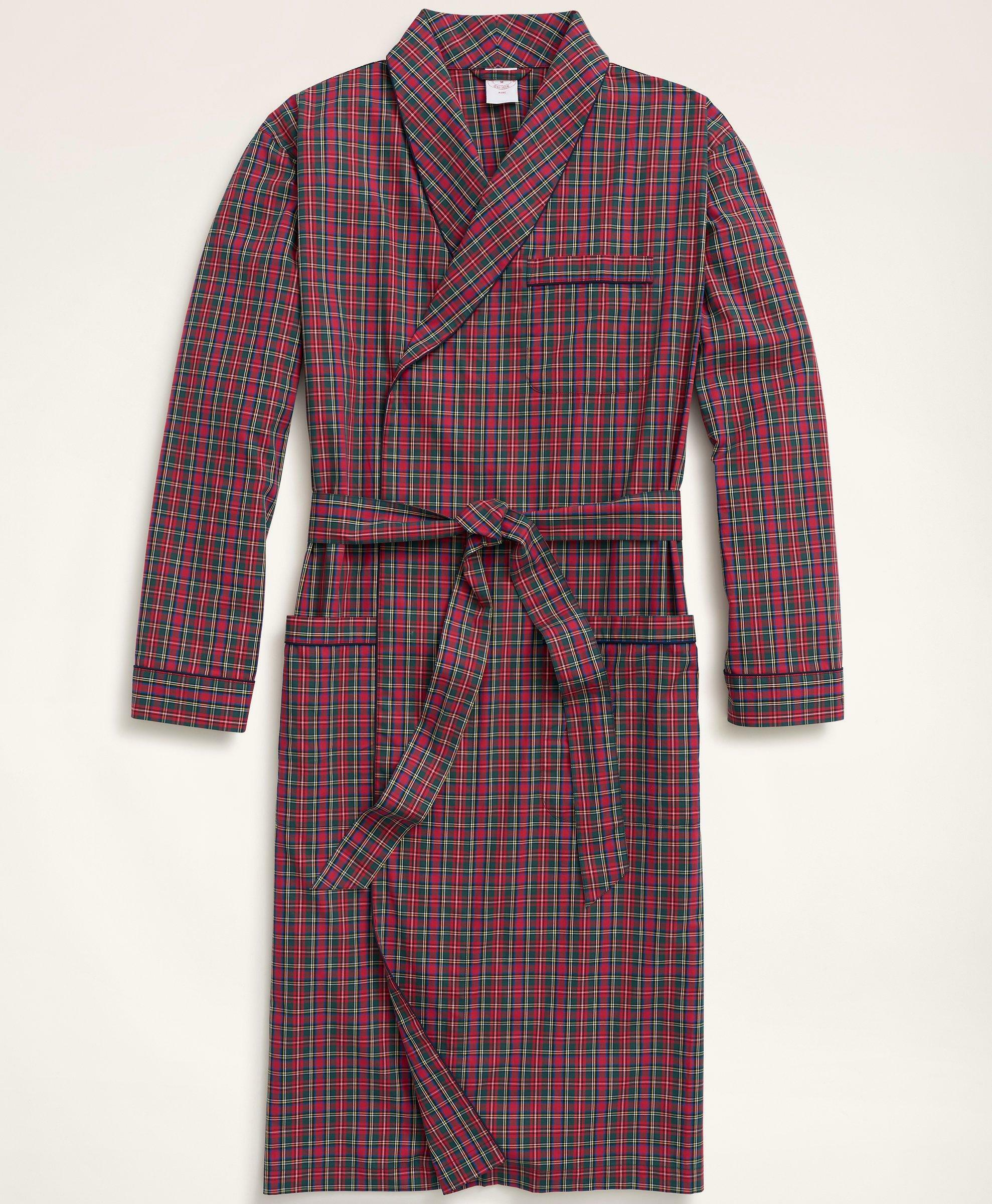 Brooks Brothers Men's Cotton Broadcloth Tartan Robe | Red