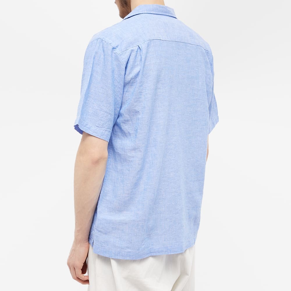 Universal Works Men's Linen Camp Shirt in Blue Universal Works