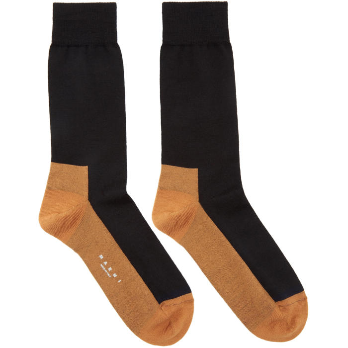 Marni Black and Orange Merino Socks Marni