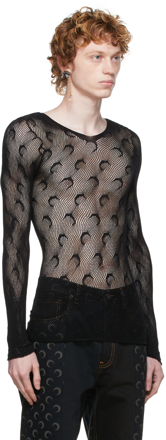 Marine Serre SSENSE Exclusive Black Moon Fishnet Long Sleeve T-Shirt Marine  Serre