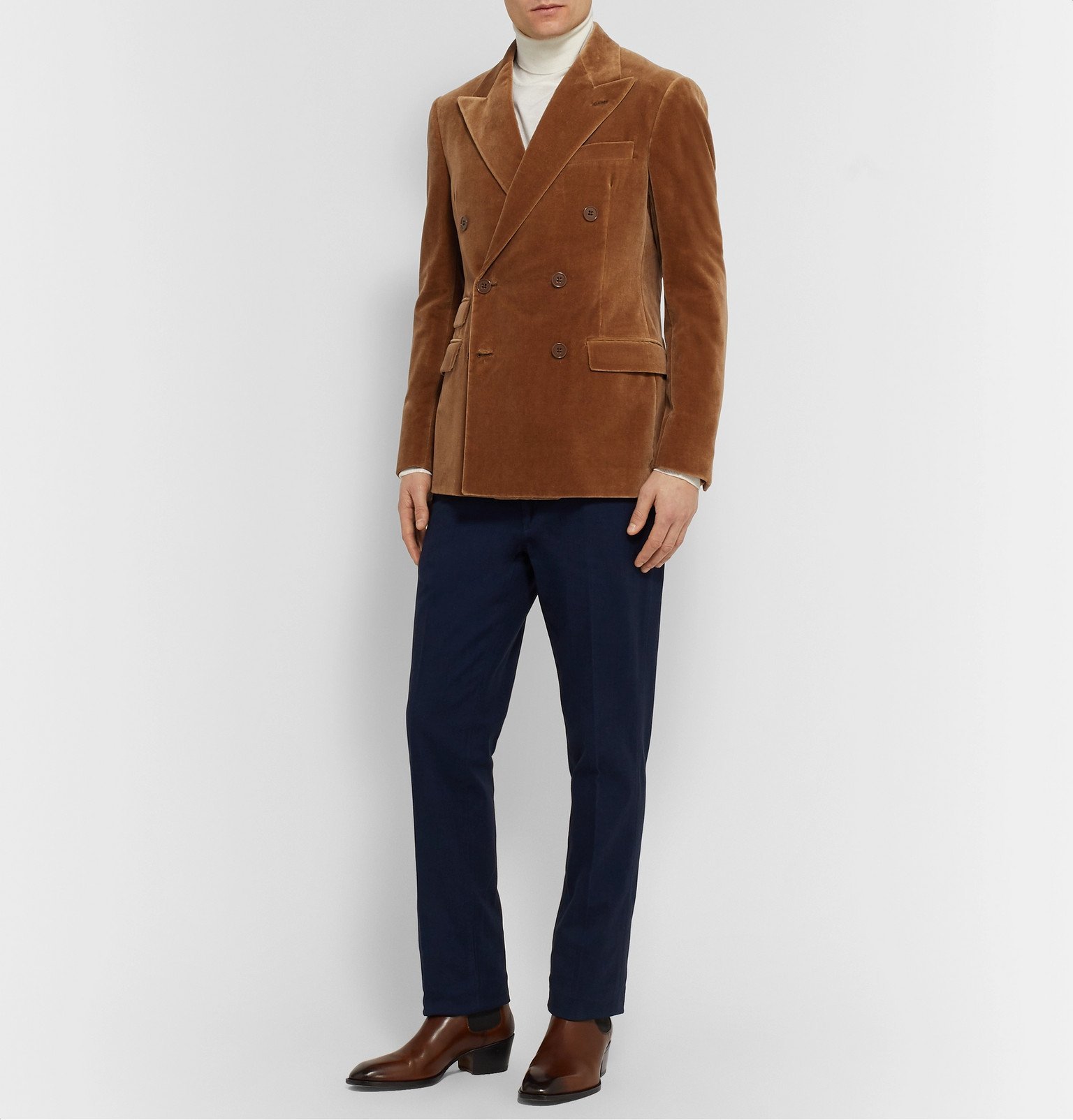 Ralph Lauren Purple Label Camel SlimFit DoubleBreasted Cotton