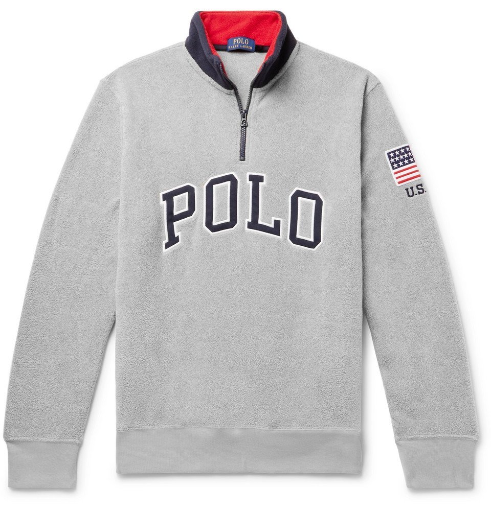 Polo Ralph Lauren - Logo-Appliquéd Fleece Half-Zip Sweatshirt - Men - Gray Polo  Ralph Lauren