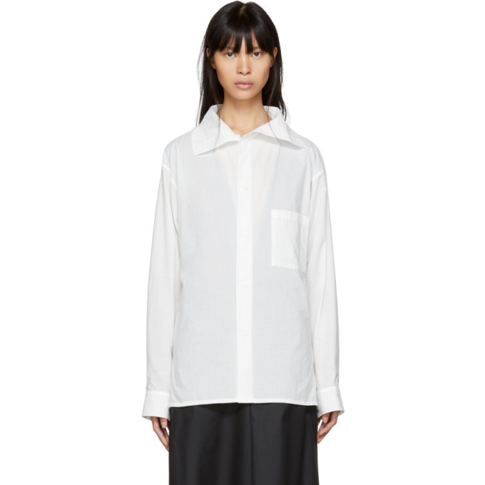 Ys White Asymmetric Shirt Ys