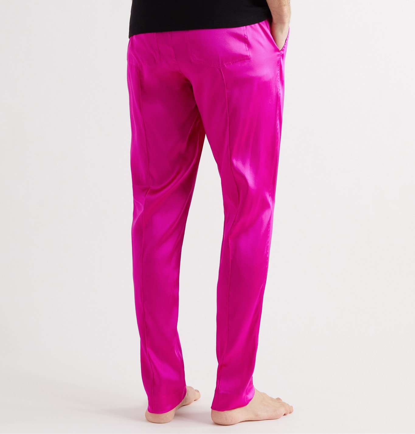 TOM FORD - Velvet-Trimmed Stretch Silk-Satin Pyjama Trousers - Pink TOM FORD