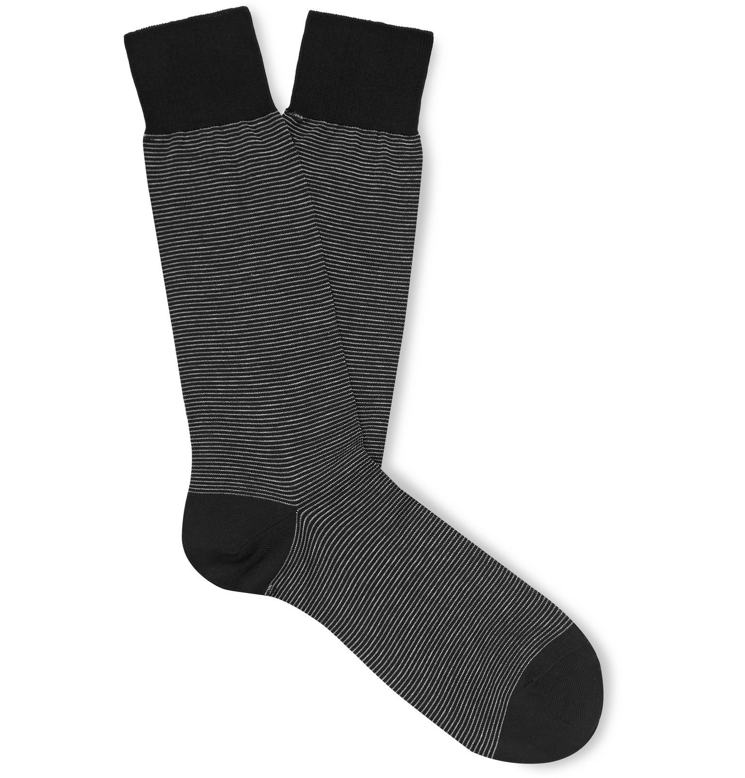 Pantherella Seymour Striped CottonBlend Socks Black Pantherella