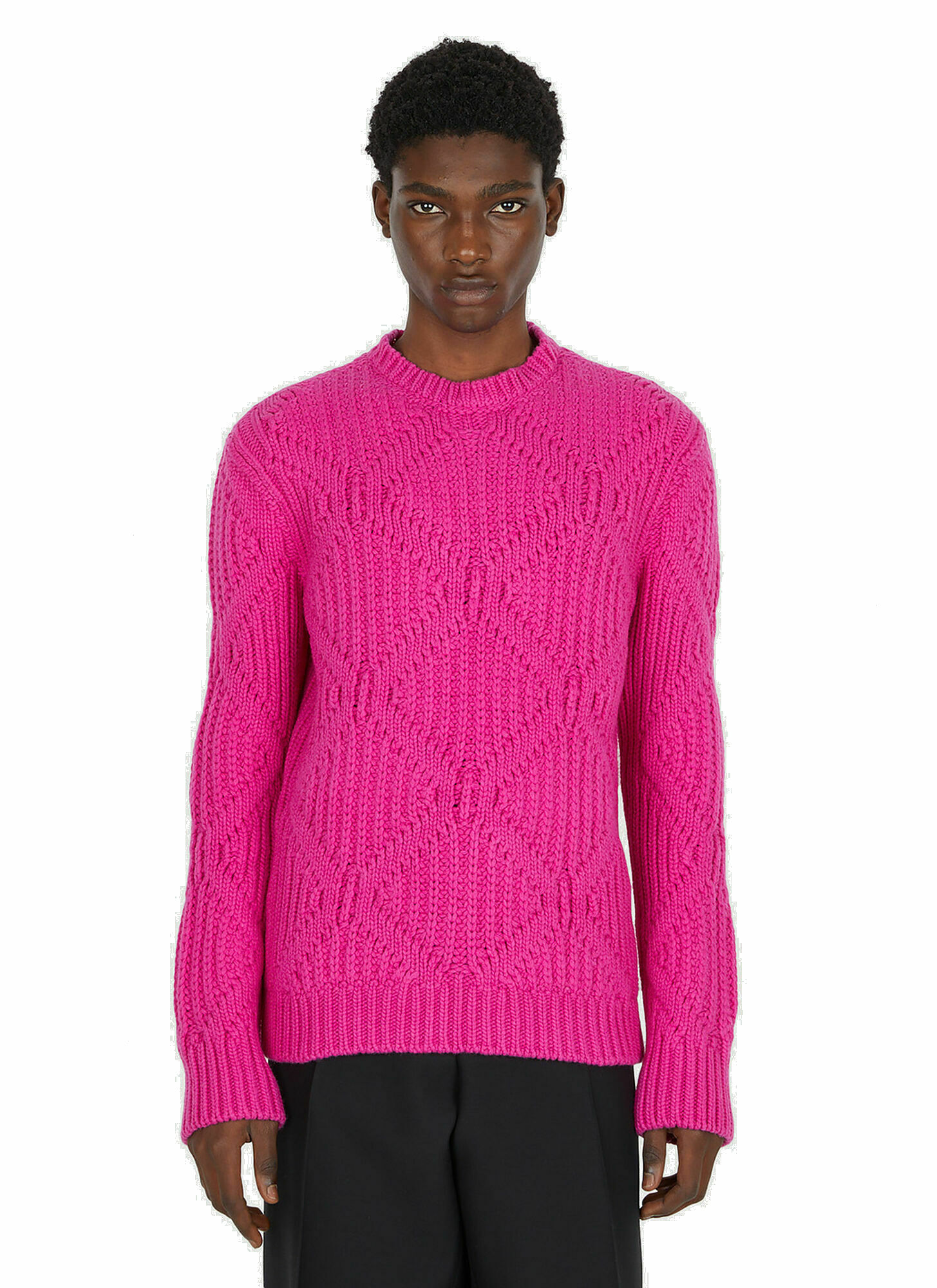 Photo: Geometric Motif Sweater in Pink