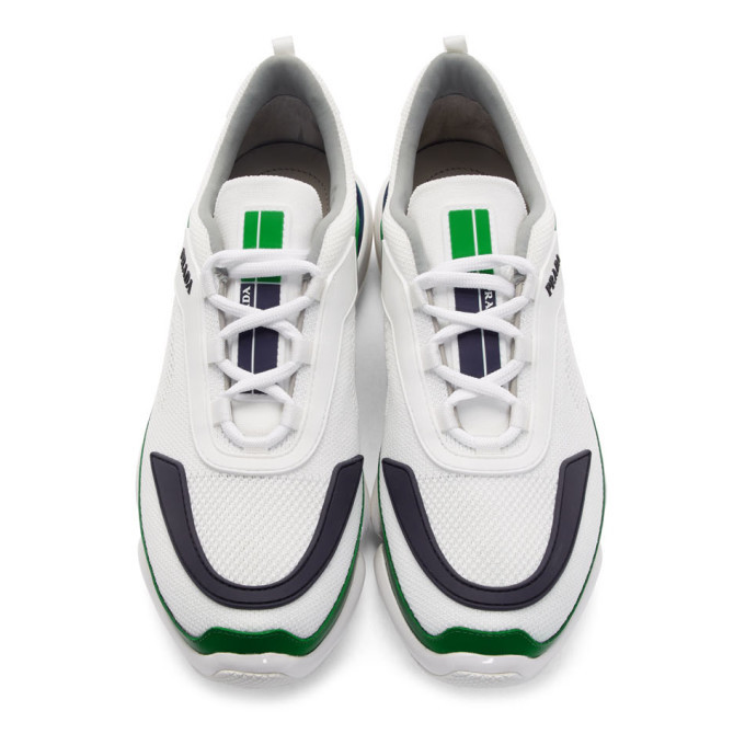 Prada White and Green Cloudbust Sneakers Prada