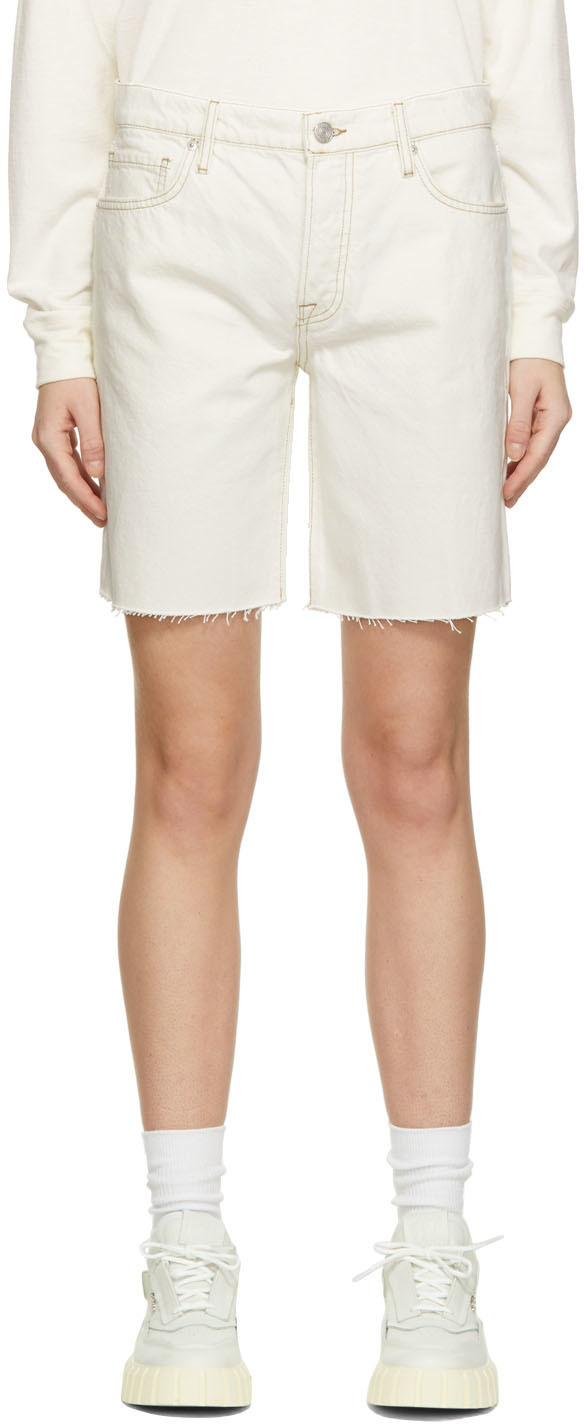 frame white denim shorts