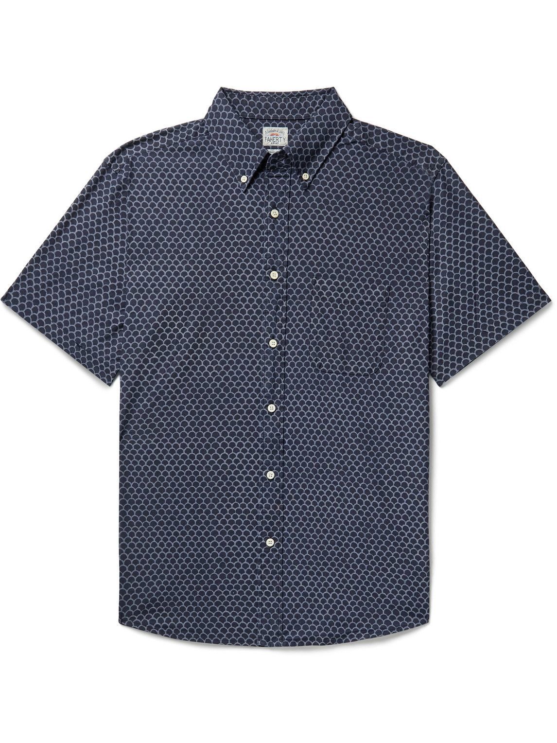 Faherty - Playa Button-Down Collar Printed Stretch-Cotton Shirt - Blue ...