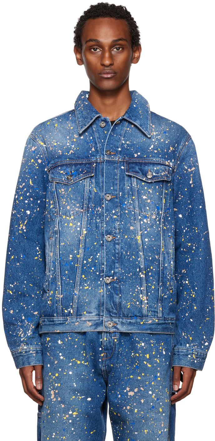 OffWhite Blue Paint Splatter Denim Jacket OffWhite