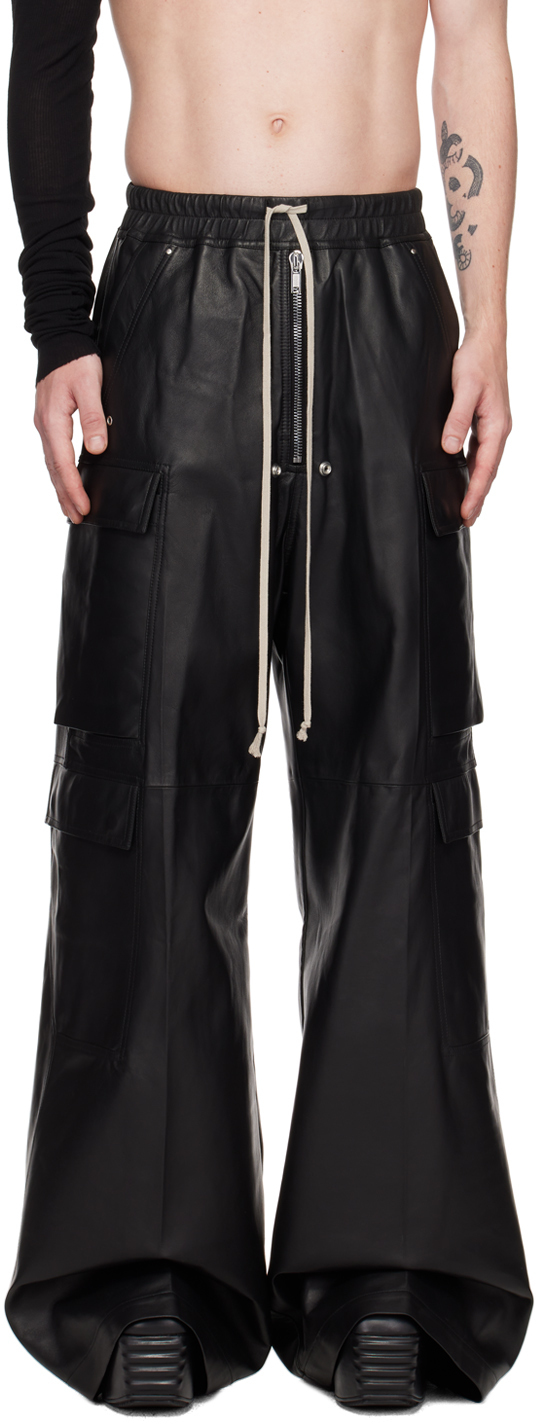 Rick Owens Black Cargobelas Leather Pants Rick Owens