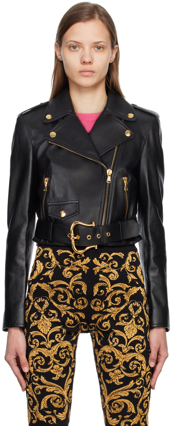 Moschino Black 'Gilt Without Guilt' Leather Jacket Moschino
