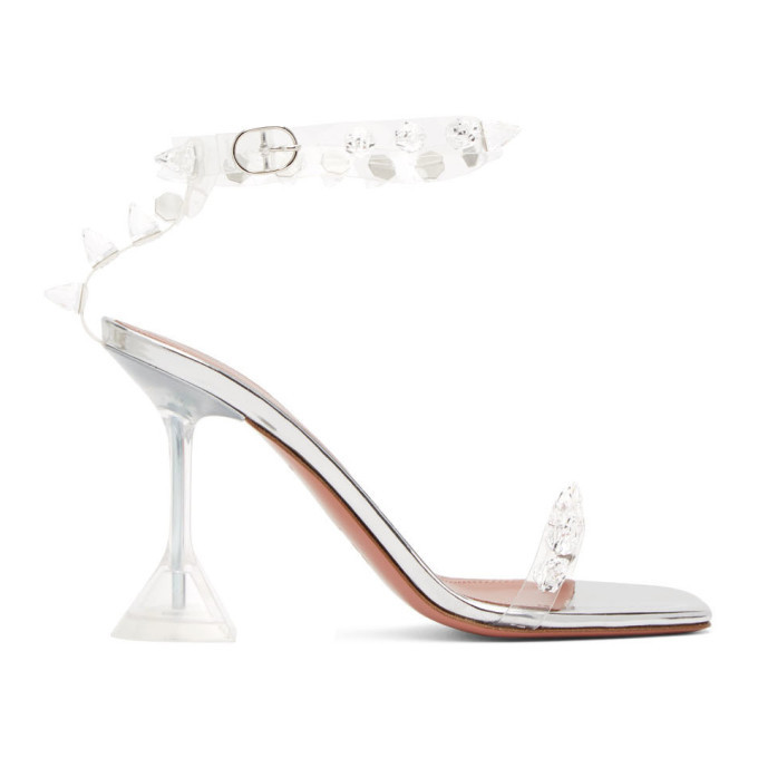 amina muaddi silver sandals