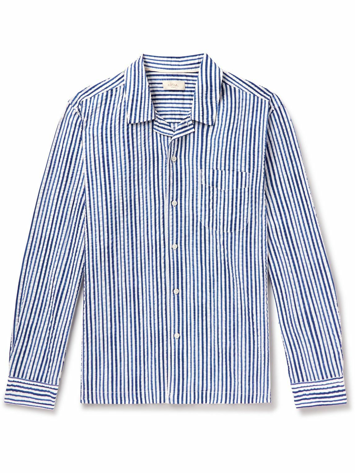 Altea - Harris Striped Cotton-Seersucker Shirt - Blue Altea