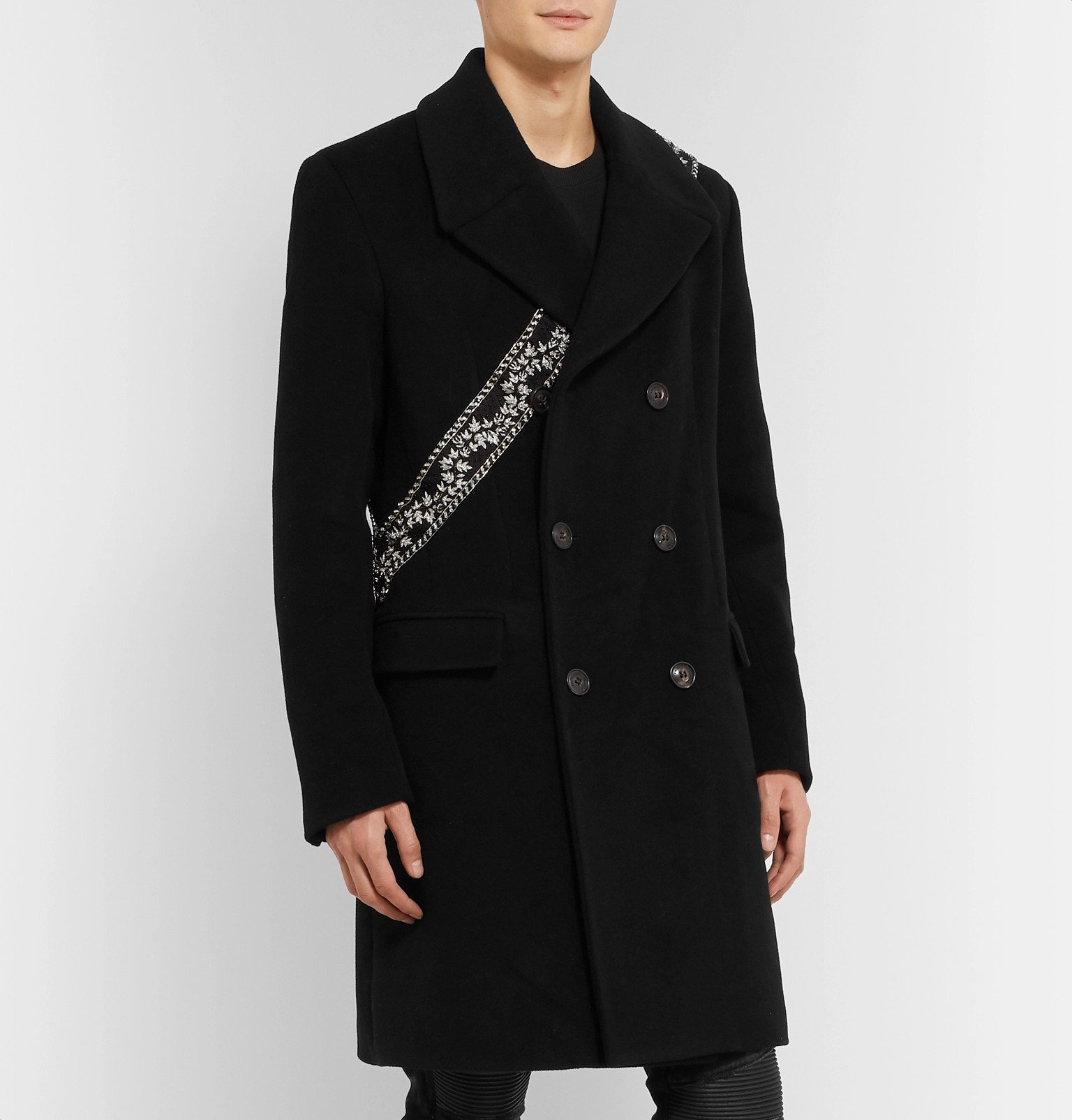 AMIRI Embellished WoolBlend Coat Black Amiri