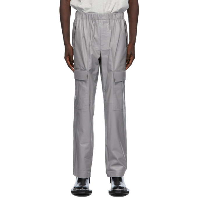 Helmut Lang Grey Leather Utility Trousers Helmut Lang