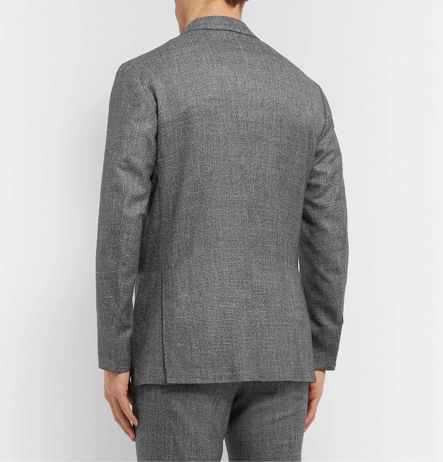 Kiton - Grey Slim-Fit Unstructured Micro-Puppytooth Cashmere, Linen and ...