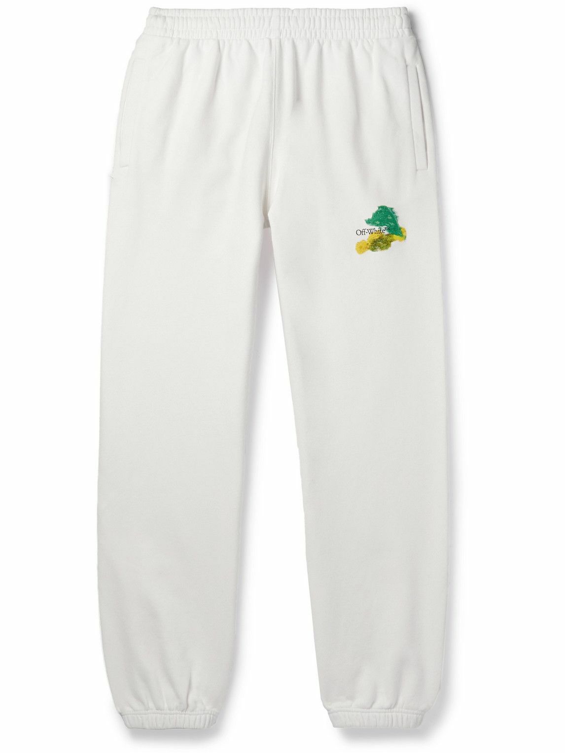 Photo: Off-White - Tapered Printed Cotton-Jersey Sweatpants - White