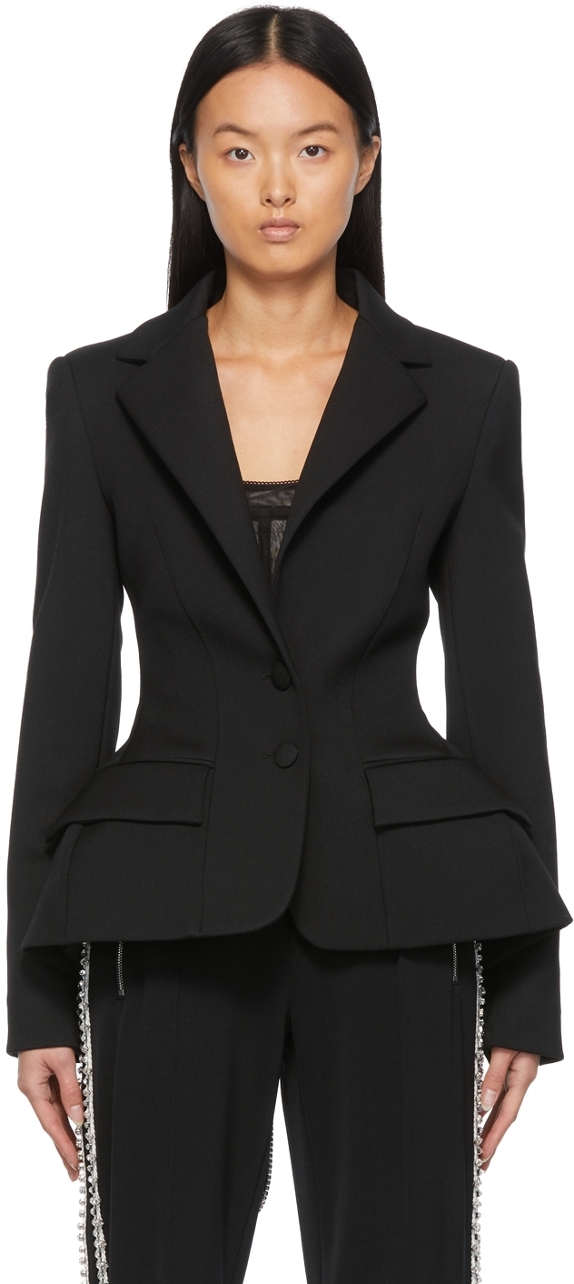 AREA Black Hourglass Laced Back Blazer AREA