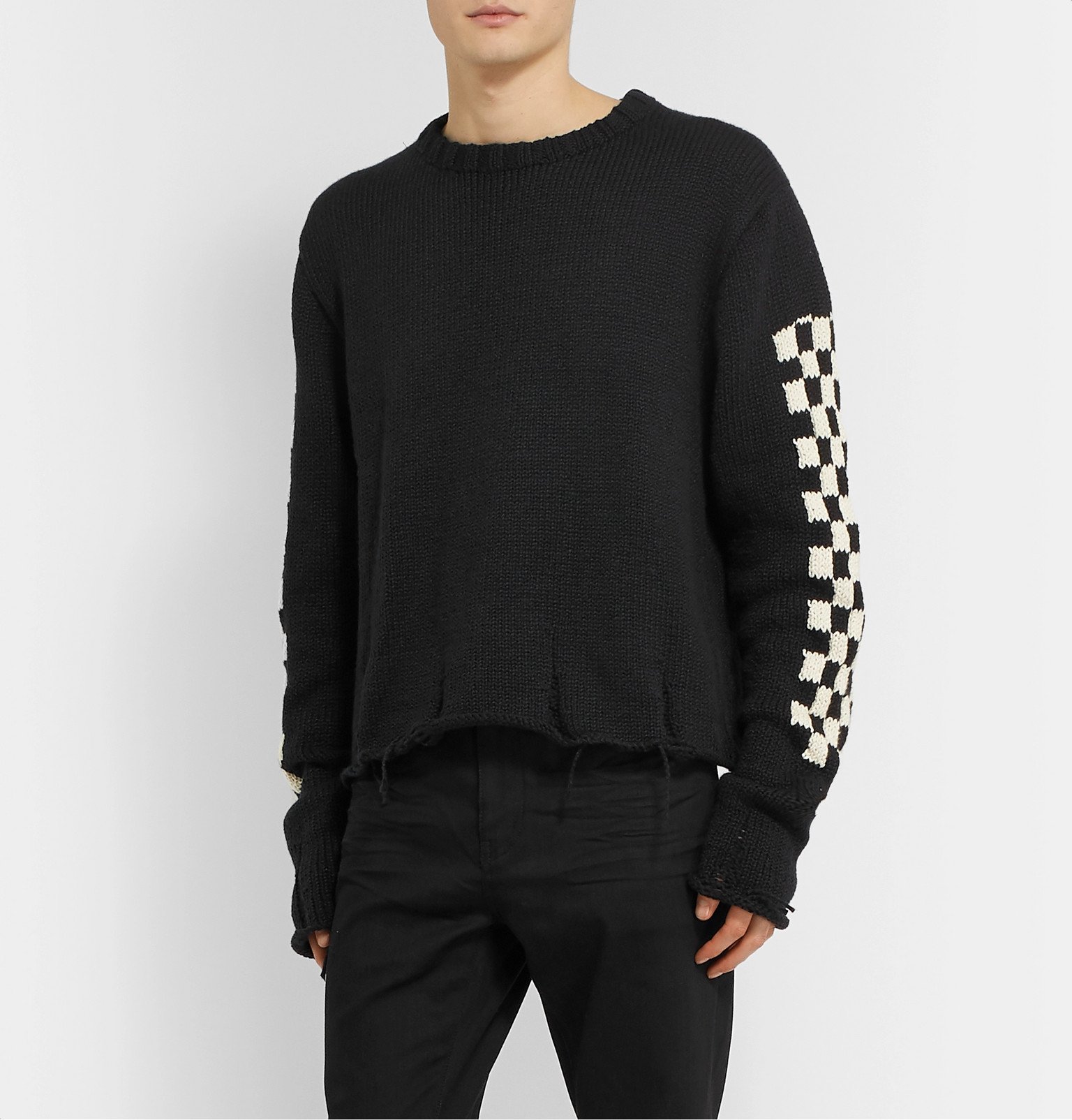 Rhude - Distressed Cotton Sweater - Black Rhude