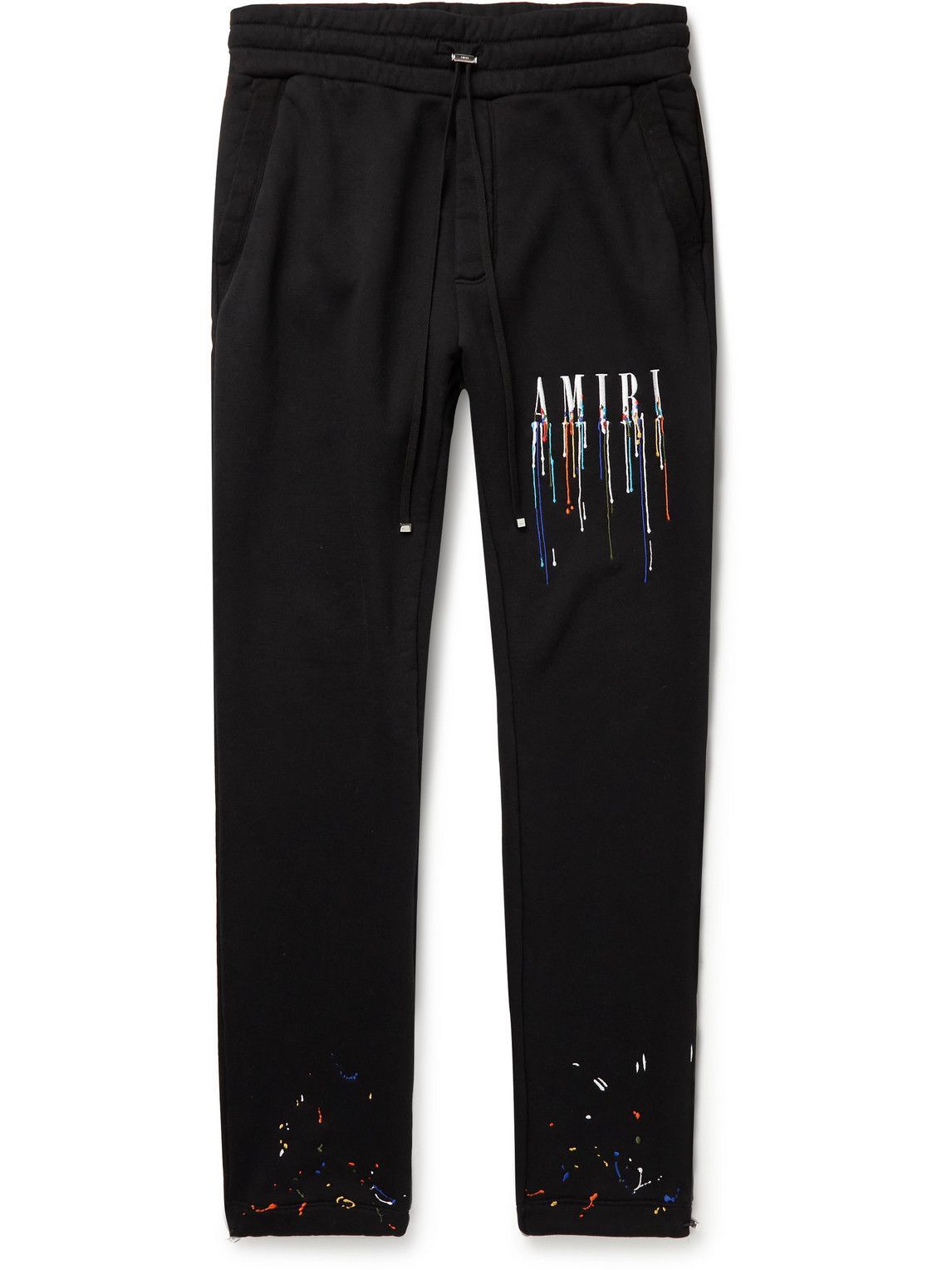 AMIRI - Tapered Logo-Embroidered Cotton-Jersey Sweatpants - Black Amiri