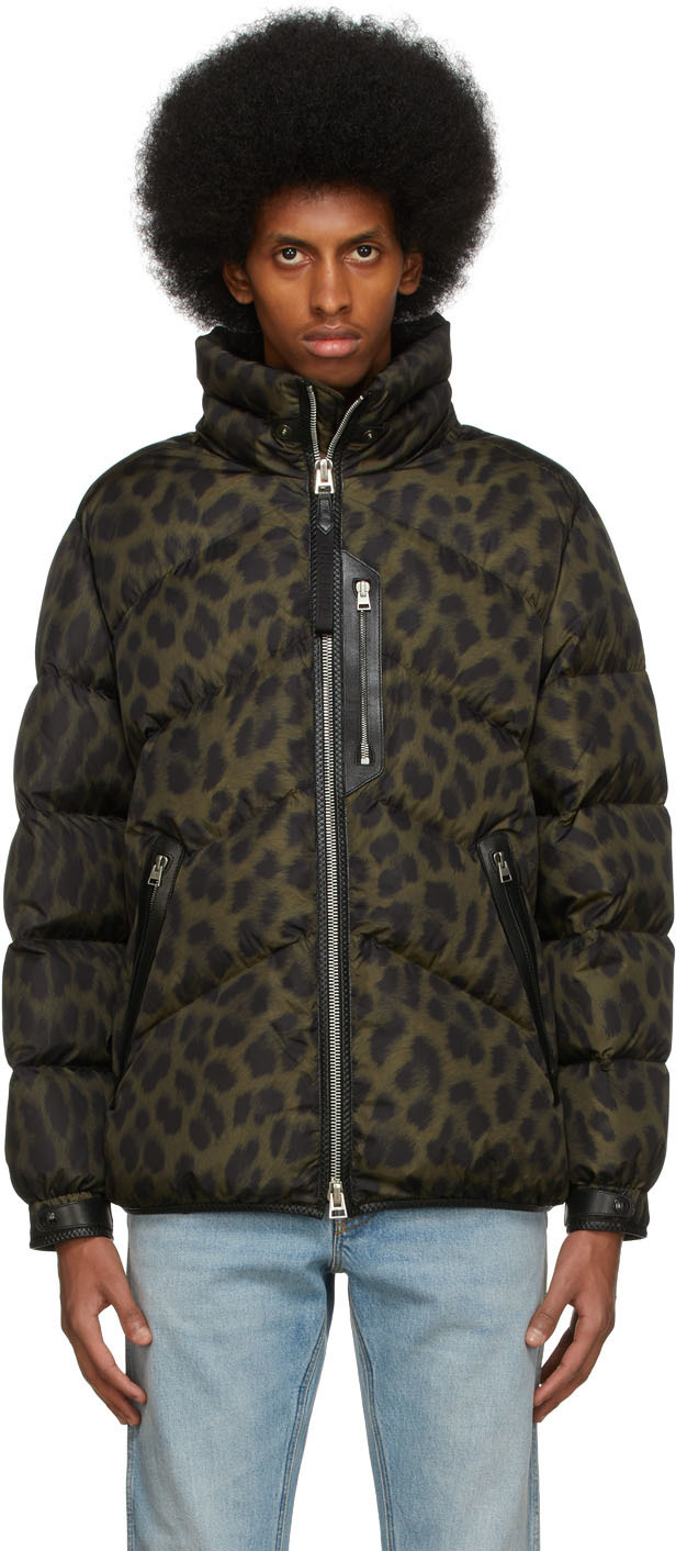 TOM FORD Khaki & Black Down Leopard Print Jacket TOM FORD