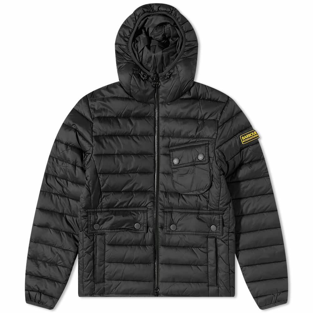 Barbour Men's International Ouston Hooded Quilt Jacket in Black Barbour