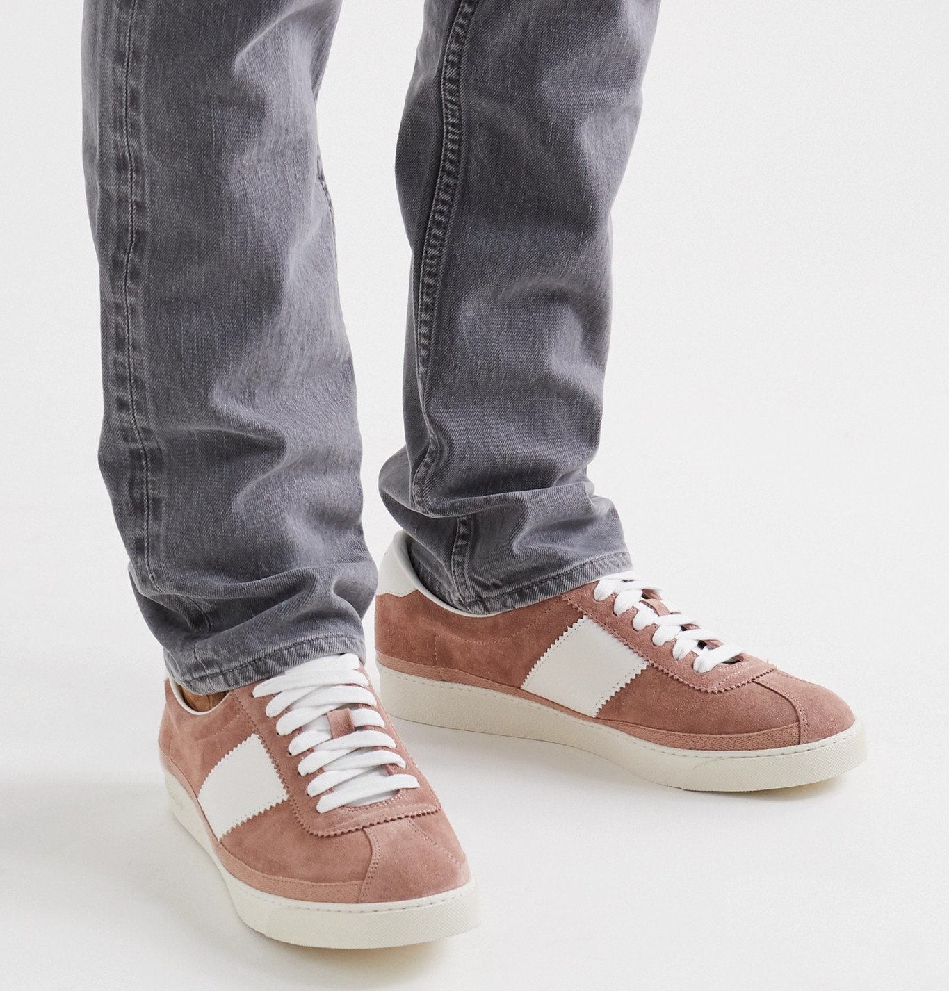 TOM FORD - Bannister Leather-Trimmed Suede Sneakers - Pink TOM FORD