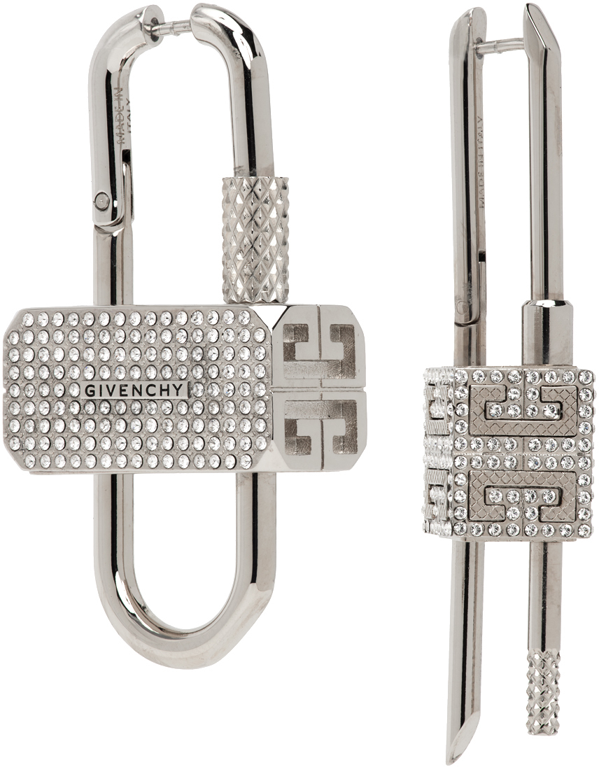 Givenchy Silver Lock Crystal Earrings Givenchy