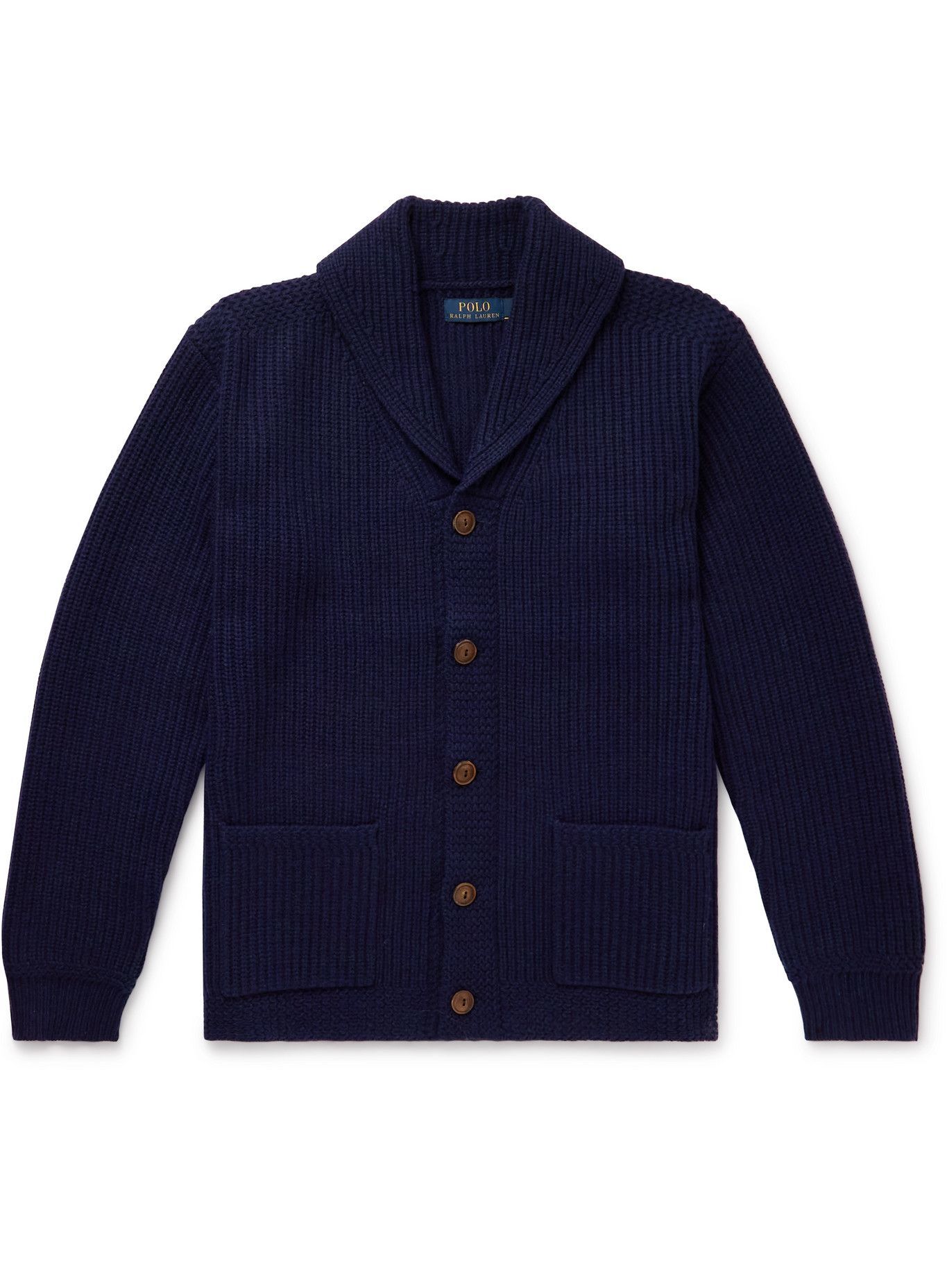 Achterhouden symbool actrice Polo Ralph Lauren - Shawl-Collar Ribbed Wool and Cashmere-Blend Cardigan -  Blue Polo Ralph Lauren
