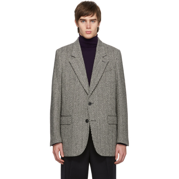 black herringbone blazer