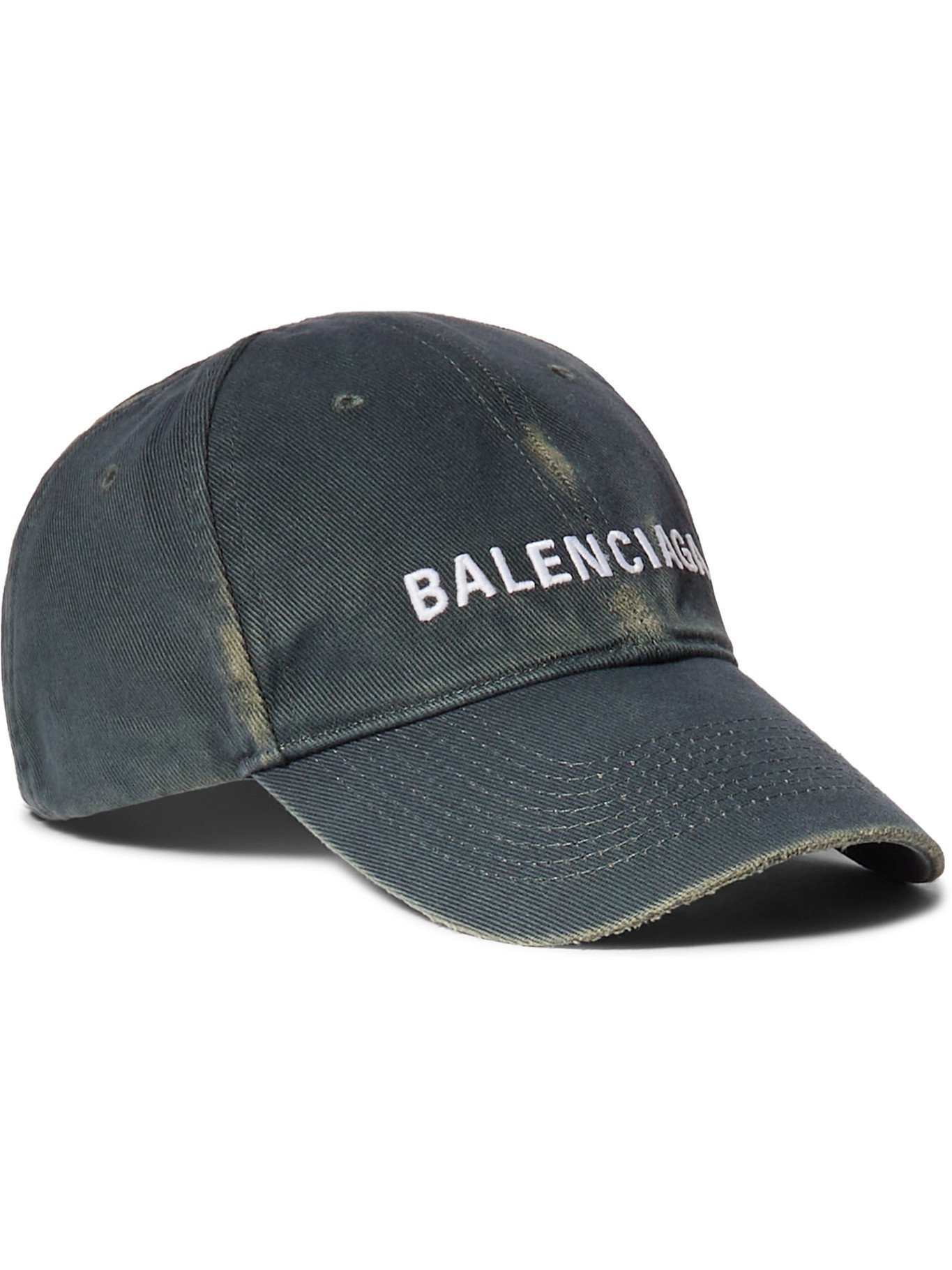 BALENCIAGA - Distressed Logo-Embroidered Denim Baseball Cap - Blue 