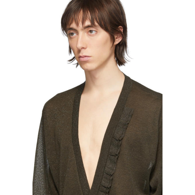 Dries Van Noten Khaki Jaxson Metallic Cardigan Dries Van Noten